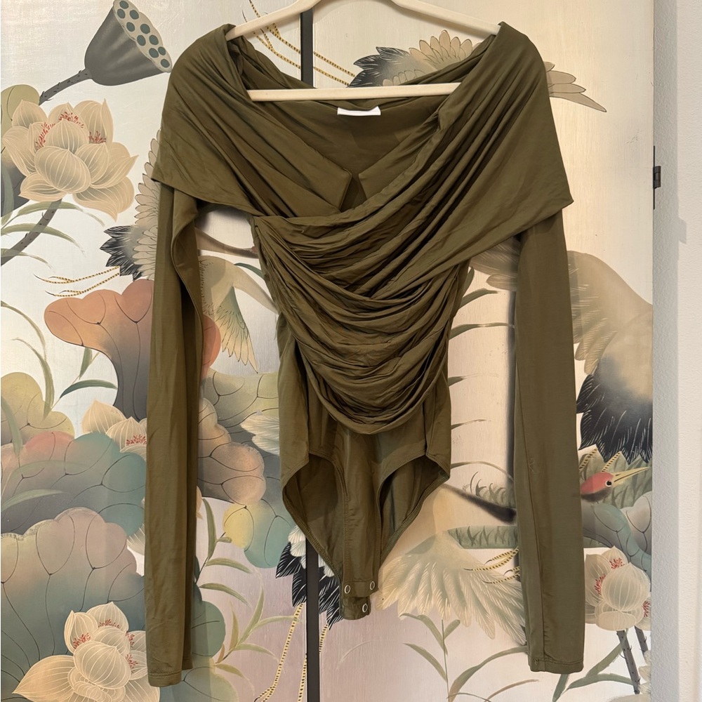 Paris Georgia Otto Off the Shoulder Body Suit - Olive